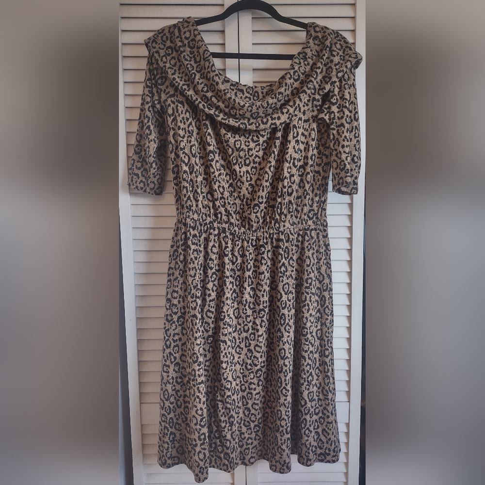 Lane Bryant Leopard Print Long Sleeve Dress